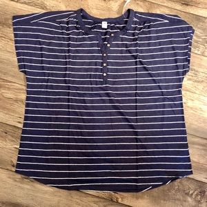 Old Navy Navy Striped Henley Tee